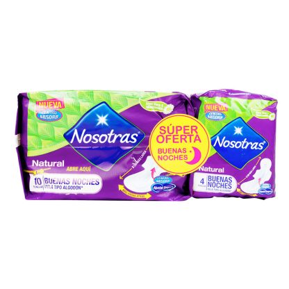Toalla Nosotras Buenas Noches 10 Unidades + 4 Toallas Buenas Noches